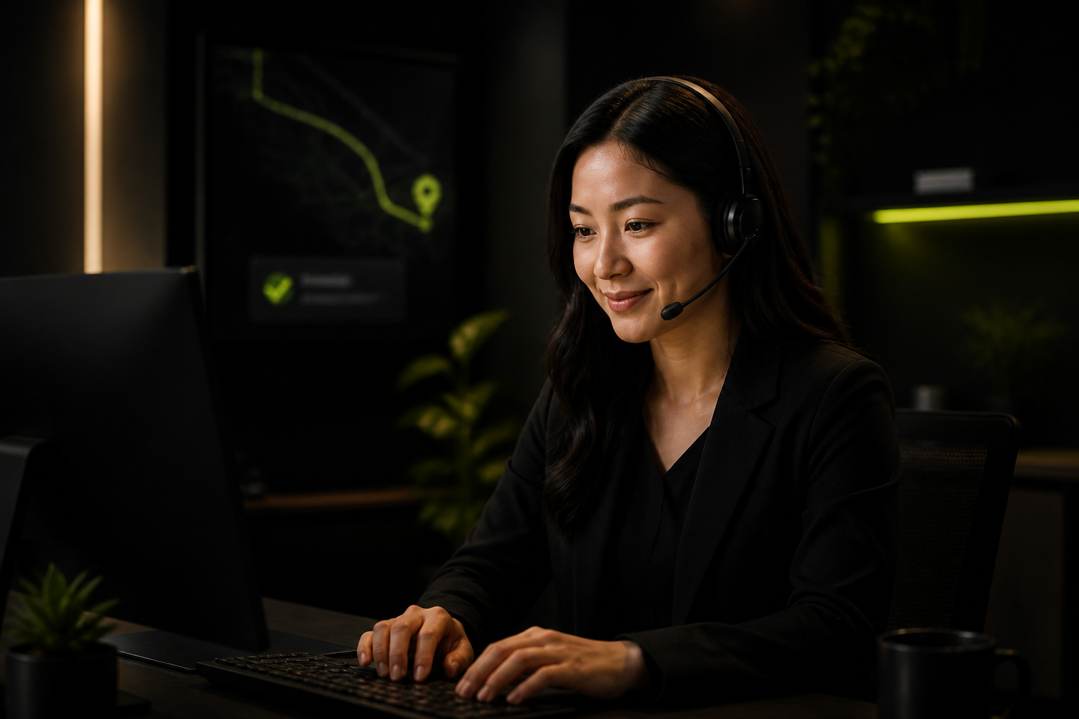 Mika sends a customer update after a completed service job.